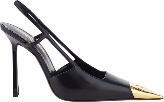 Saint Laurent Black Calf Leather Bos Taurus High Heel Pumps