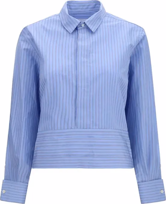 Sacai Blue Cotton Pattern Shirt
