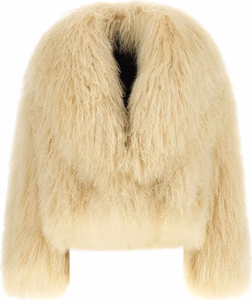 BLANCHA Beige Cashmere Biker Jacket