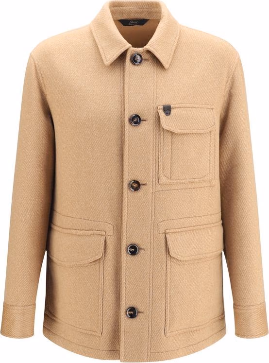 Brioni Beige Cashmere Leather Jacket