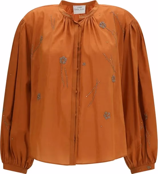 Forte_Forte Orange Cotton Pattern Shirt