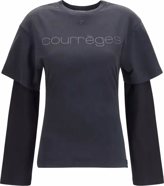 Courrèges Black Cotton T-Shirt