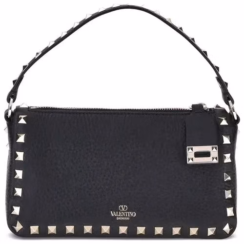 Valentino Garavani Black Calf Leather Bos Taurus Shoulder Bag