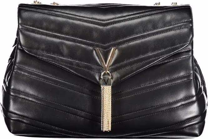 Mario Valentino Nero Polyurethane Women's Bag with Chain Shoulder Strap
