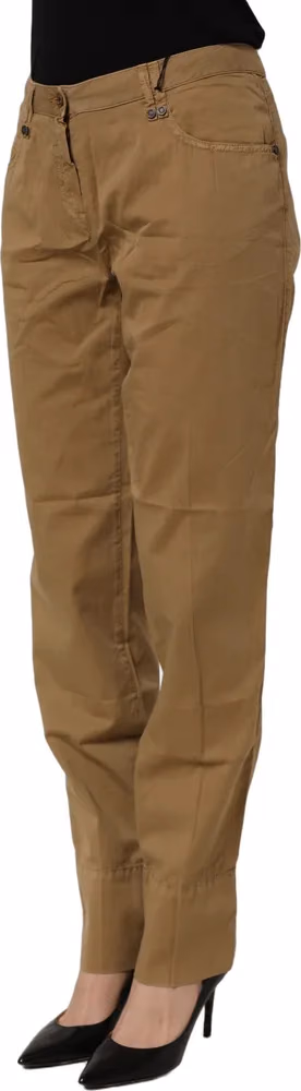 PLEIN SUD Brown Straight Cotton Stretch Chino Pants