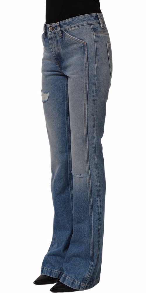 Dolce & Gabbana Blue Cotton Boot Cut Denim Trouser Jeans