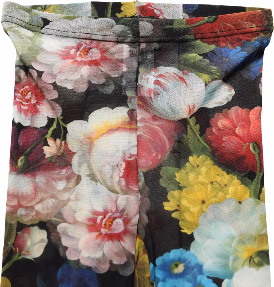 Dolce & Gabbana Black Floral Print Tights Sheer Stockings Socks