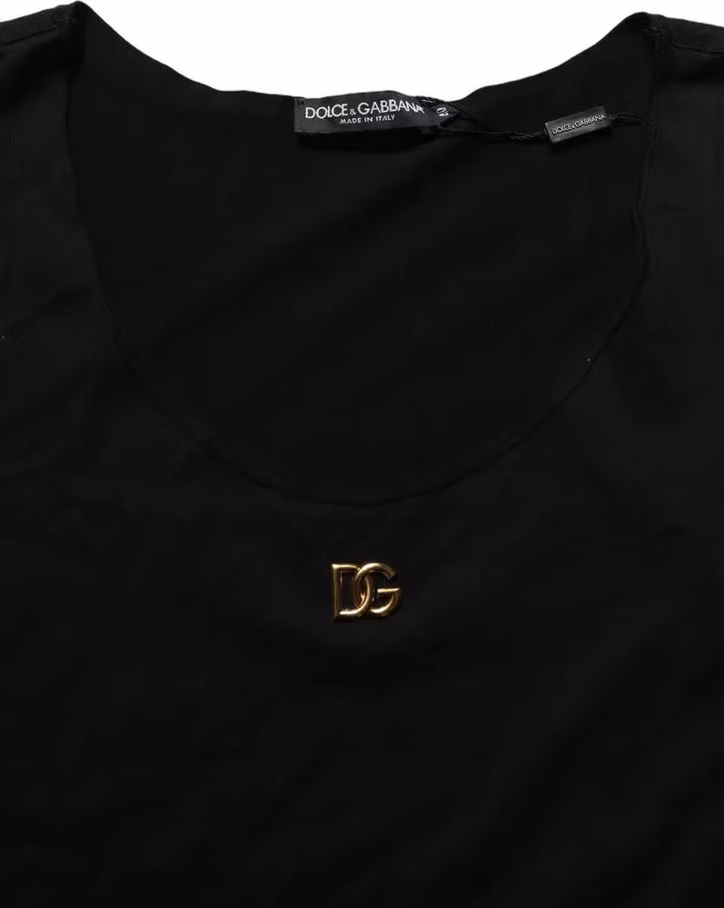 Dolce & Gabbana Black Gold DG Logo Cotton Sleeveless Tank Top