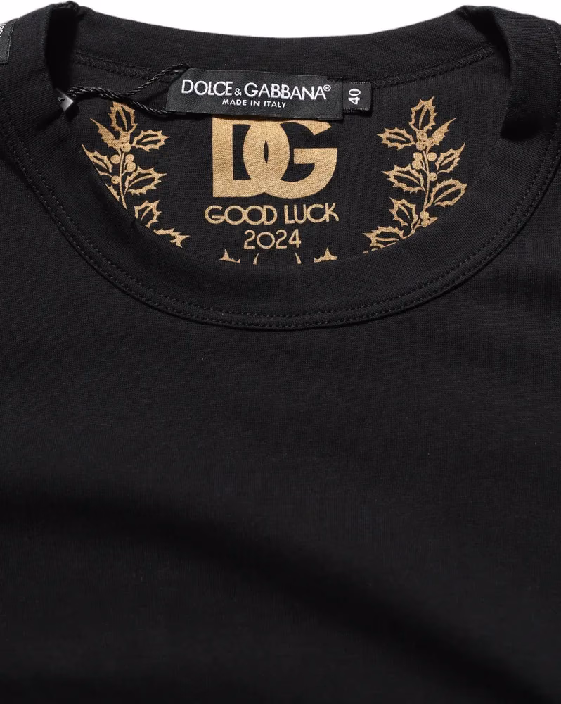 Dolce & Gabbana Black Cotton Crew Neck Short Sleeves T-shirt