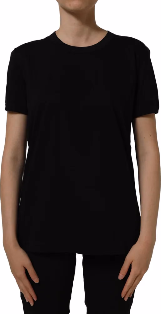 Dolce & Gabbana Dark Gray Cotton Crew Neck Short Sleeves T-shirt
