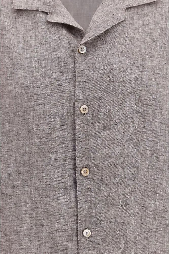 Brunello Cucinelli Gray Linen Shortsleeve Shirt