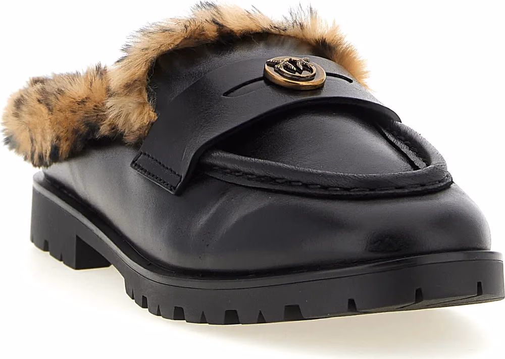 PINKO Black Cowhide Mules