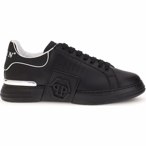 Philipp Plein Black Calf Leather Bos Taurus Athletic Sneakers