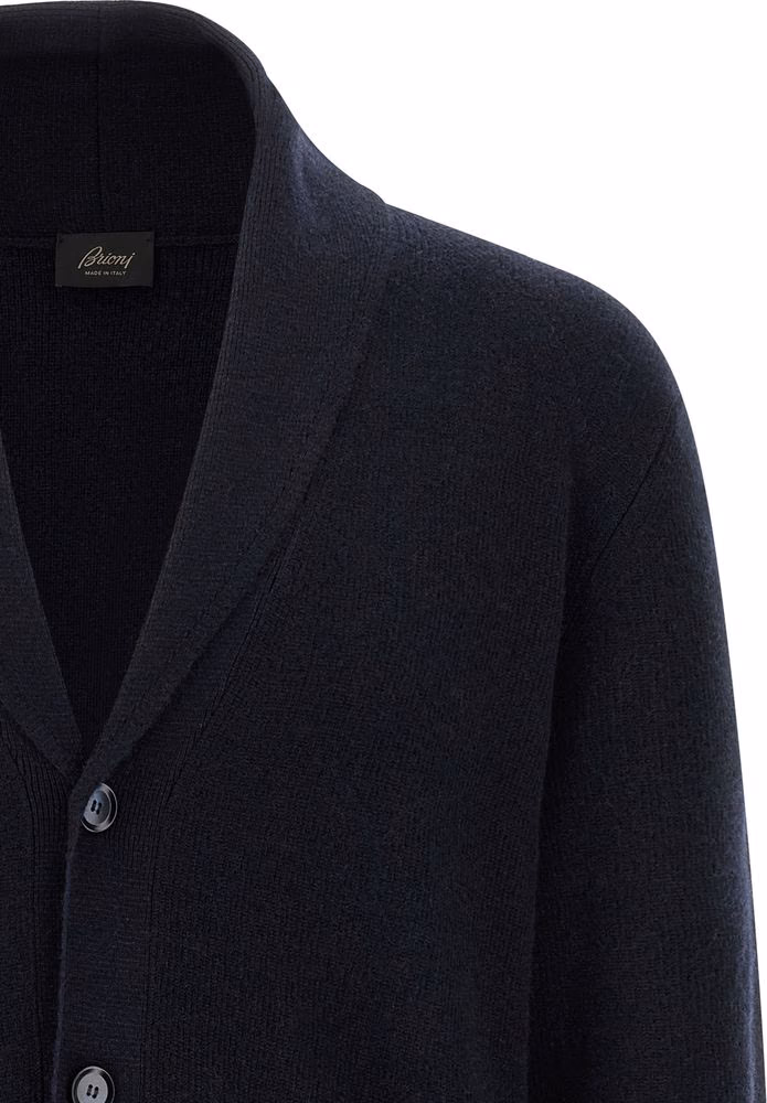 Brioni Blue Cashmere Cardigan