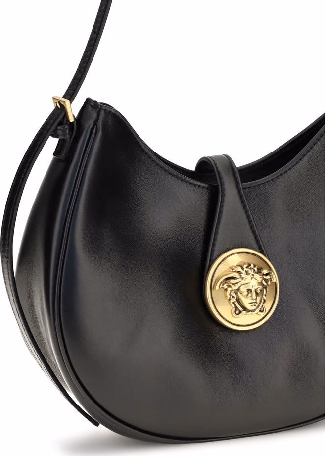 Versace Black Calf Leather Bos Taurus Shoulder Bag