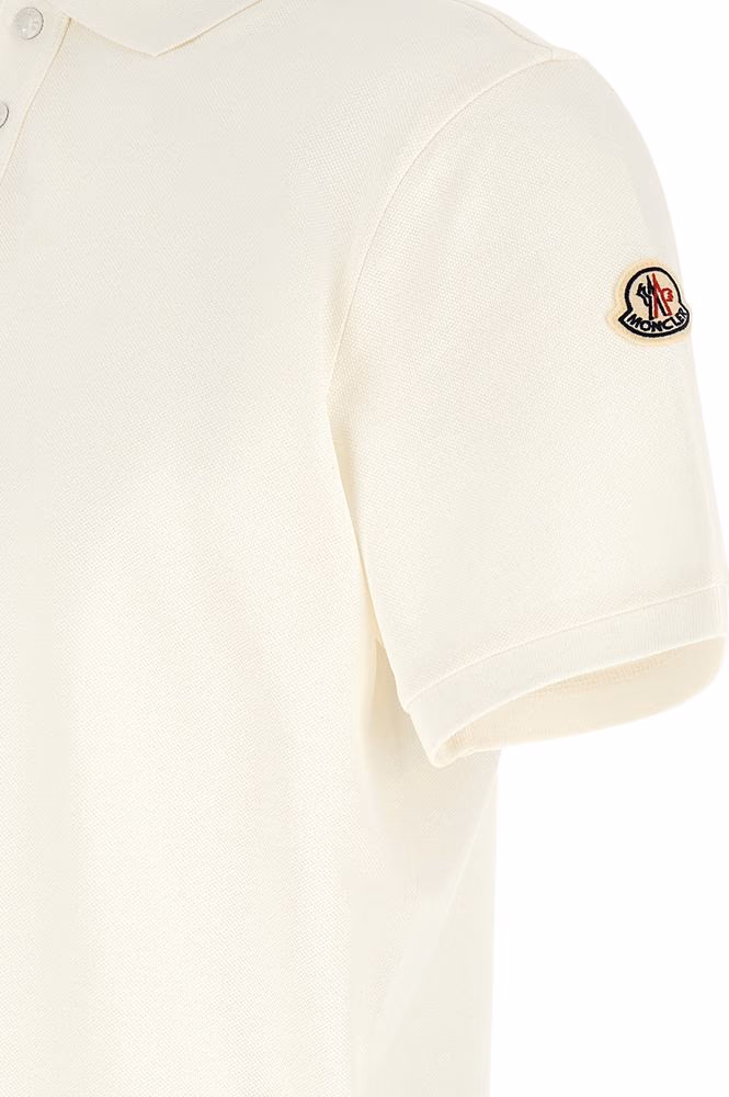 Moncler White Cotton Polo Shirt