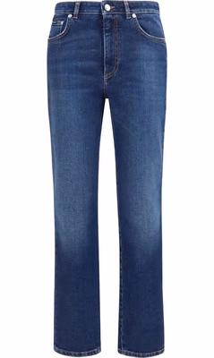 Blue Cotton Straight-Leg Jeans