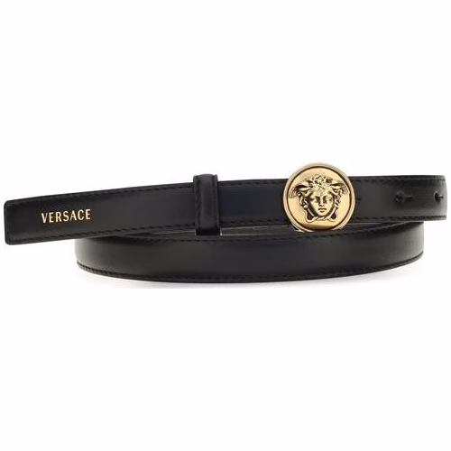 Versace Black Calf Leather Bos Taurus Regular Belt
