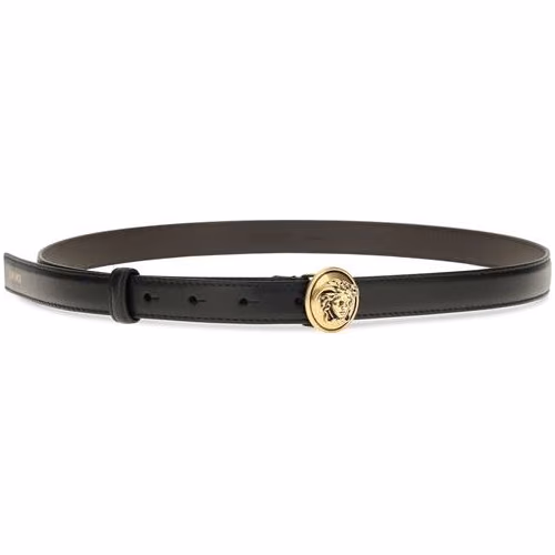 Versace Black Calf Leather Bos Taurus Regular Belt