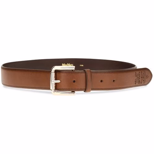 Max Mara Brown Calf Leather Bos Taurus Regular Belt