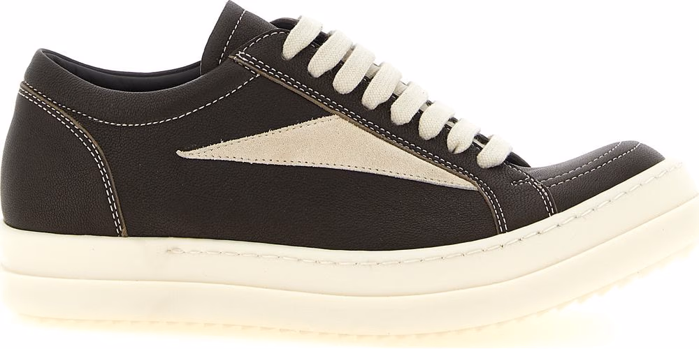 Rick Owens Brown Lamb Leather Low Top Sneakers