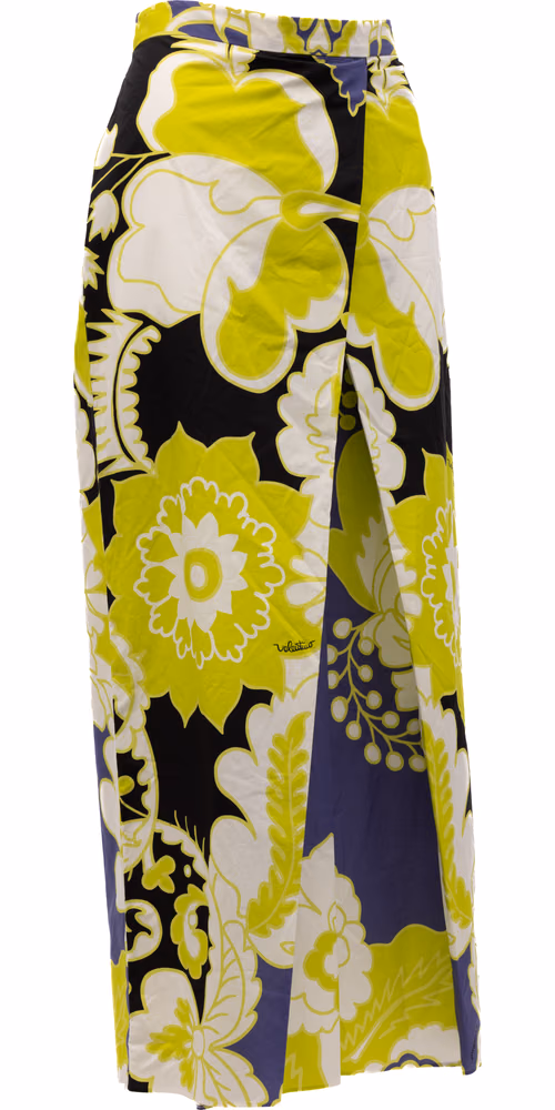 Valentino Garavani Women Floral Skirt in Black, Lime Green, White Details