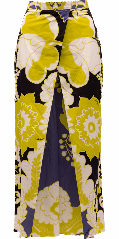 Valentino Garavani Women Floral Skirt in Black, Lime Green, White Details