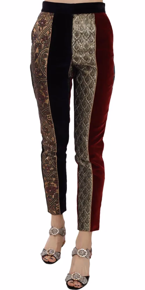 Dolce & Gabbana Multicolor Jacquard Cropped Tapered Pants