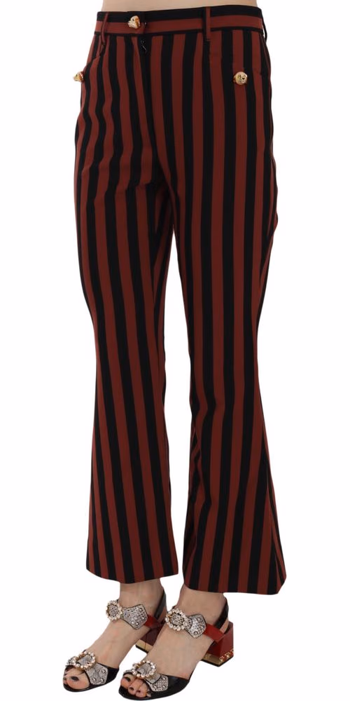 Dolce & Gabbana Black Amaranth Stripe Cropped Flared Pants