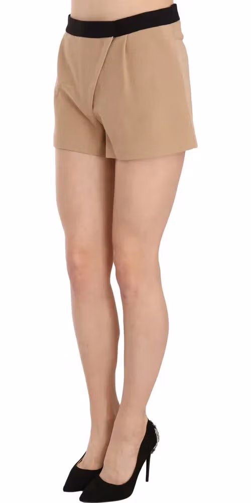 Costume National Shorts Beige Cotton Mid Waist Mini Short