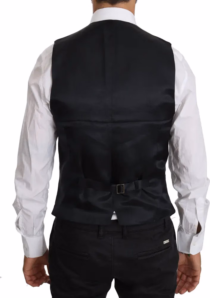 Dolce & Gabbana Blue Wool Waistcoat Formal Gilet Vest