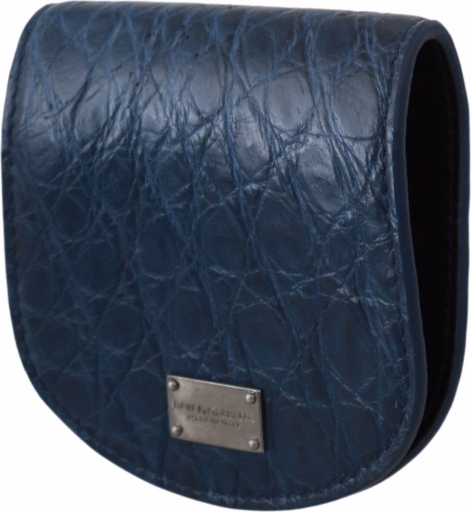 Dolce & Gabbana Blue Holder Pocket Wallet Blue Exotic Skin Condom Case