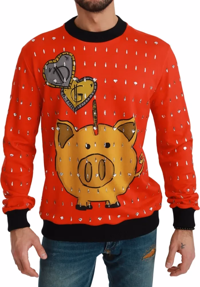 Dolce & Gabbana Red Crystal Pig of the Year Sweater