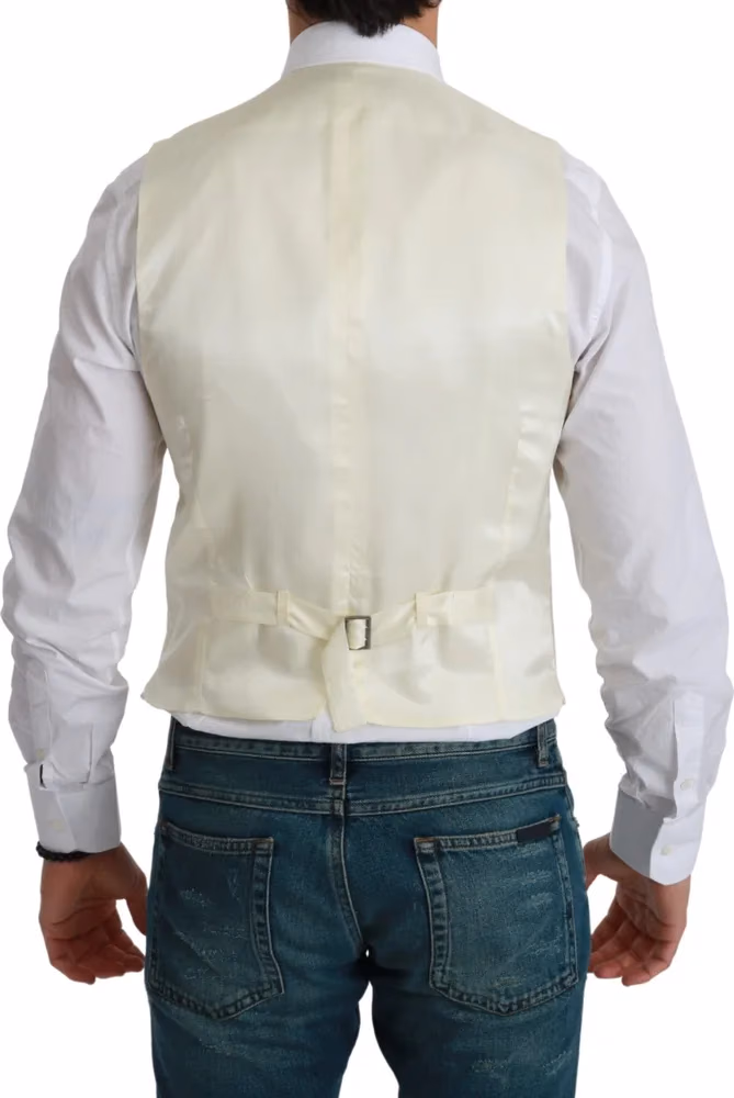 Dolce & Gabbana White Waistcoat Formal Wool  Vest