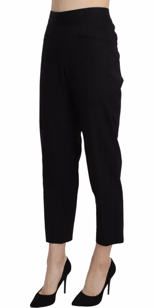 BENCIVENGA Black High Waist Straight Cropped Dress Pants