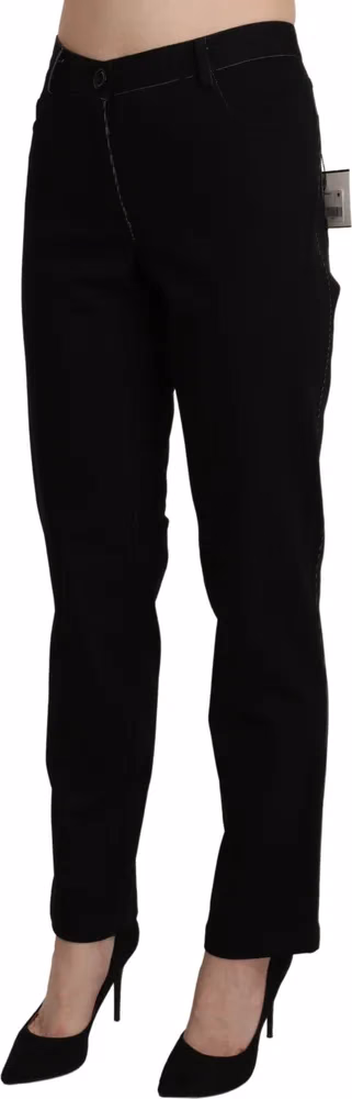 BENCIVENGA Black High Waist Straight Casual Trouser Pant