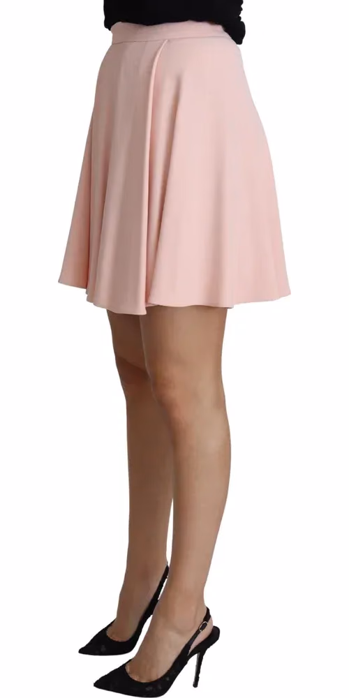 Dolce & Gabbana Pink Tuck Pleat Flare A-line Mini Rayon