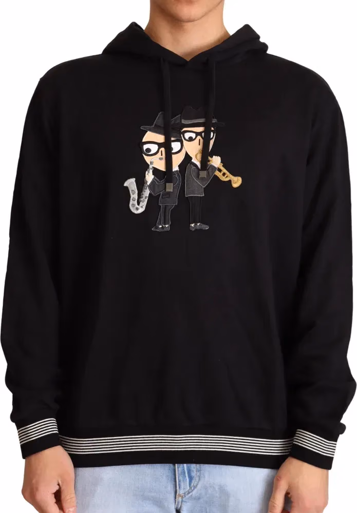 Dolce & Gabbana Black Cotton Hooded #dgfamily Sweater