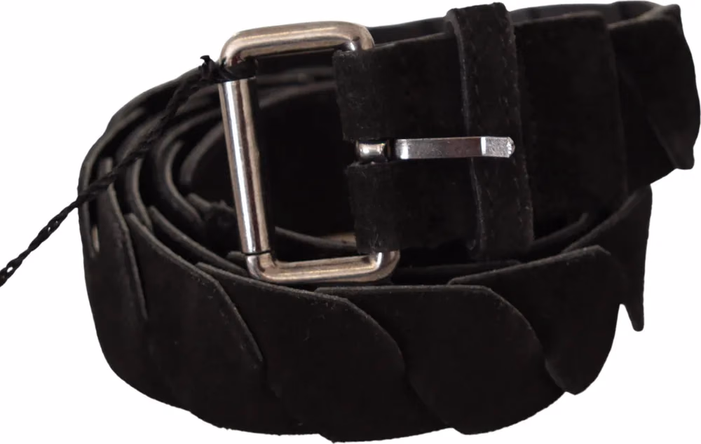 GF Ferre Black WX Silver Tone Buckle Waist Belt