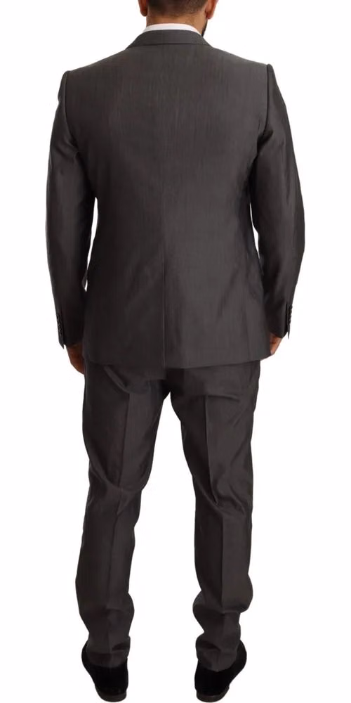 Dolce & Gabbana Gray Metallic MARTINI Slim Fit Set Suit