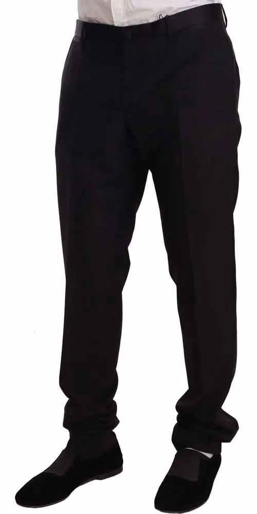Dolce & Gabbana Black Wool Formal Tuxedo Trouser Pants