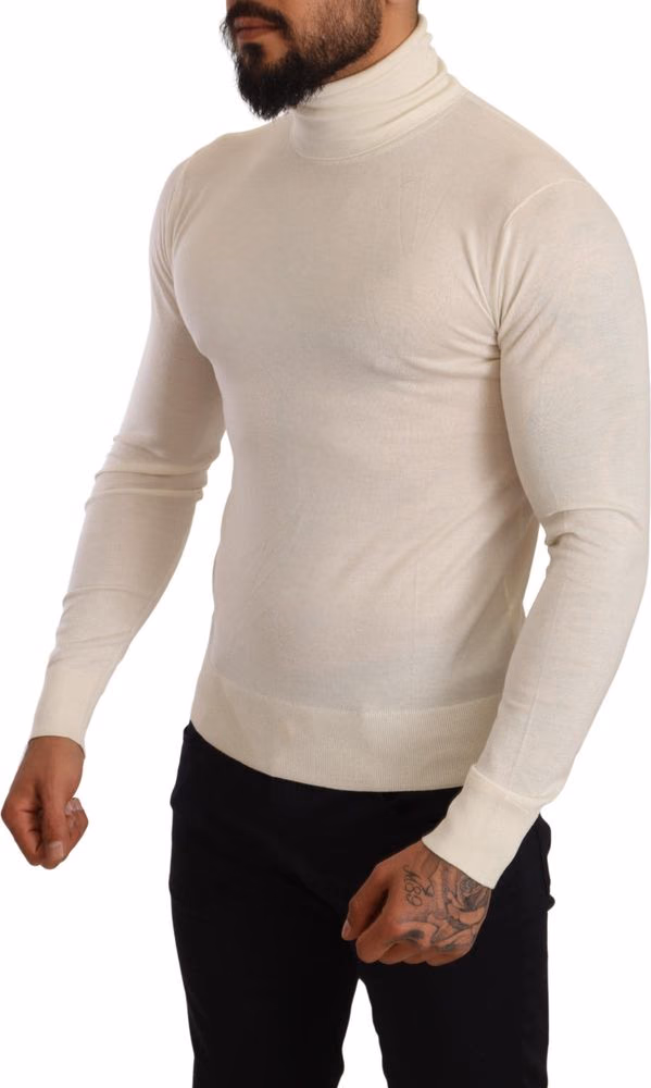 Dolce & Gabbana Cream Cashmere Turtleneck Pullover Sweater