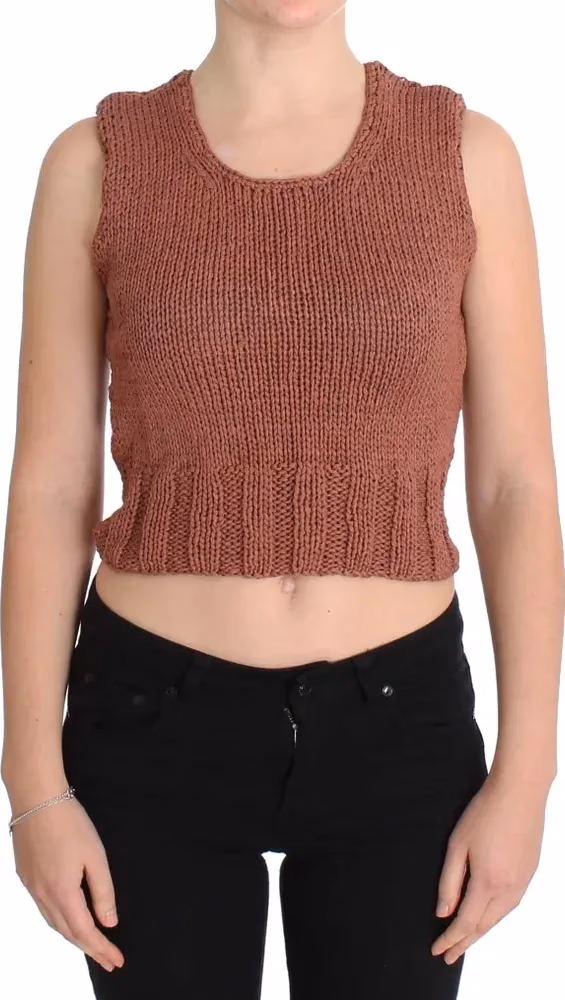 PINK MEMORIES Red Cotton Blend Knitted Sleeveless Sweater