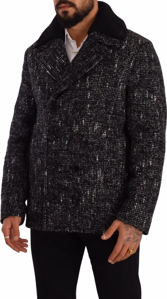 Dolce & Gabbana Black Wool Double Breasted Coat Men Jacket