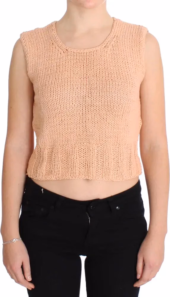PINK MEMORIES Pink Cotton Blend Knitted Sleeveless Sweater
