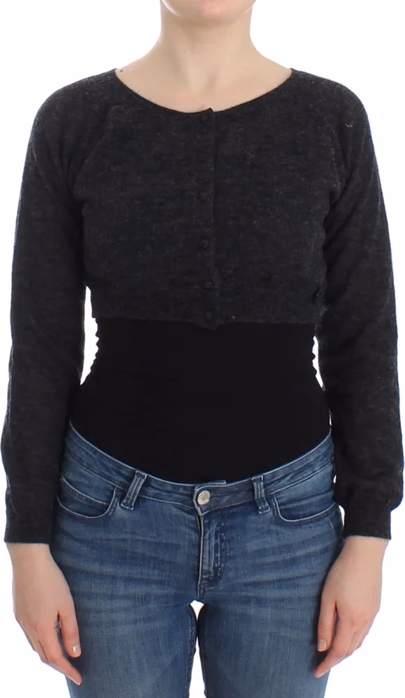 Ermanno Scervino Gray Knit Wool Cardigan Sweater