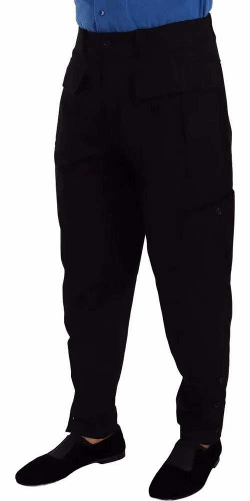 Dolce & Gabbana Black Cotton Stretch Tapered Cargo Pants
