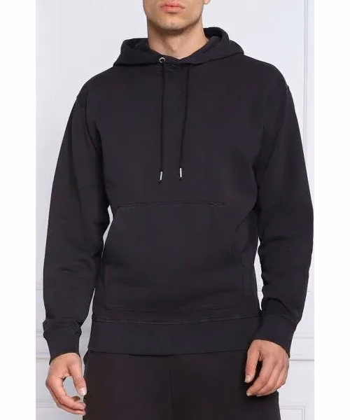 Hugo Boss Dark Blue Cotton Logo Details Hooded Sweatshirt