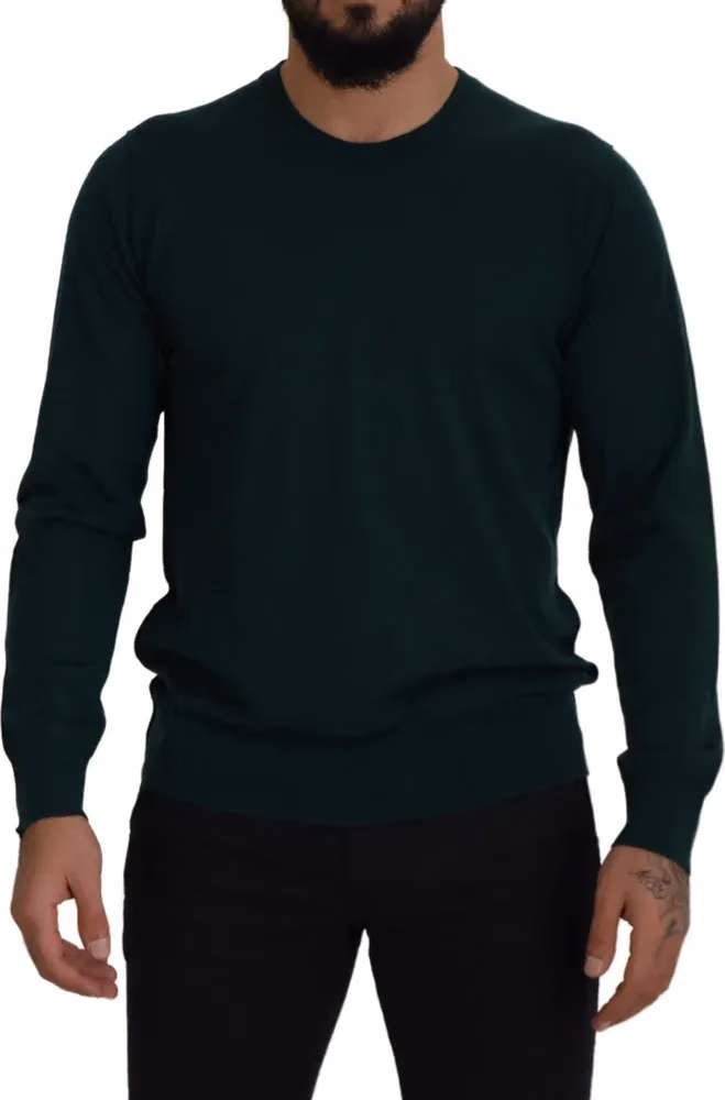 Dolce & Gabbana Green Cashmere Crewneck Pullover Sweater