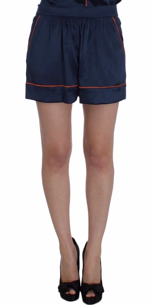 Dolce & Gabbana Blue Silk Stretch Sleepwear Shorts